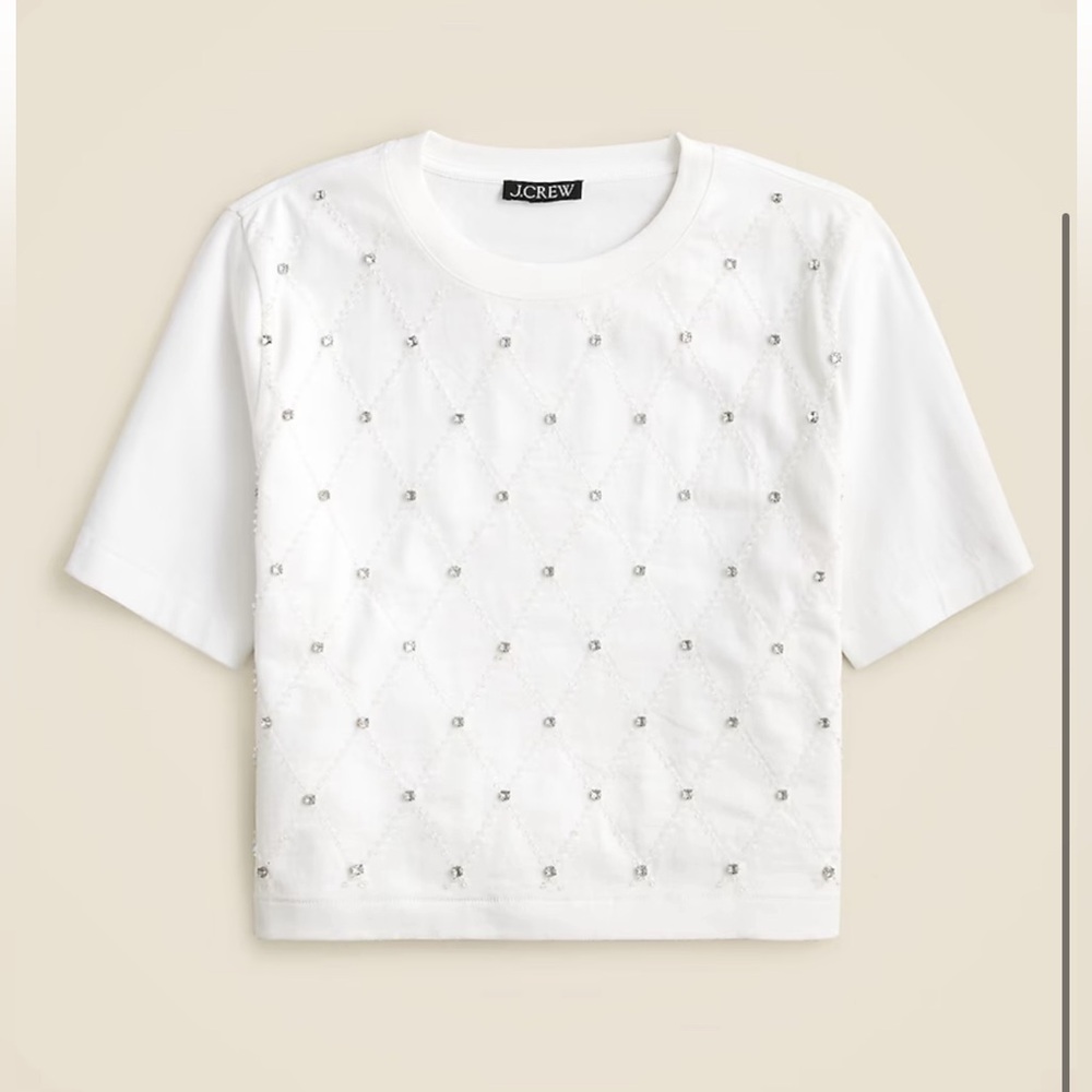 NWT J CREW embellished crop tee
